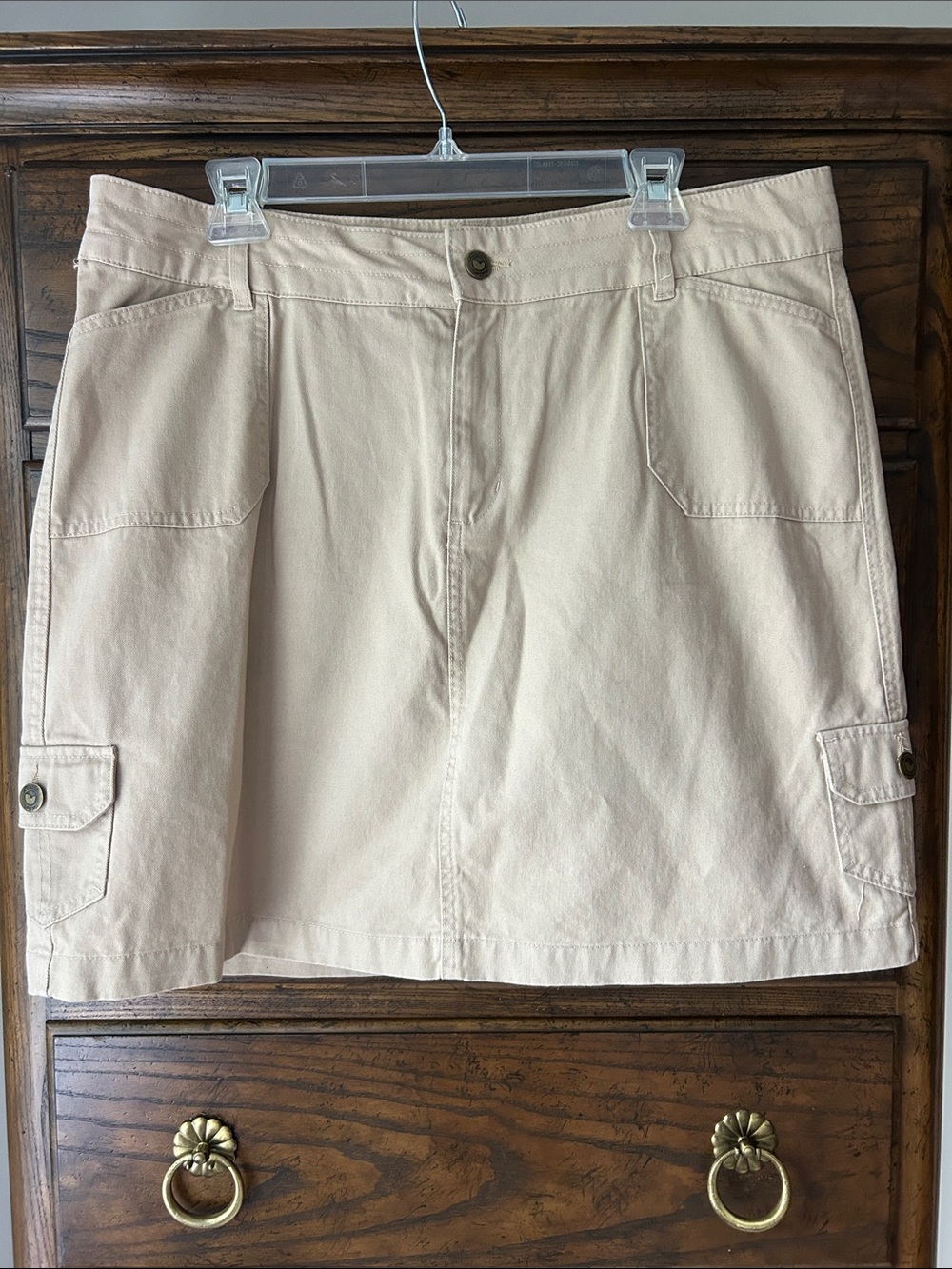 Woman Within Tan Utility Mini Skirt, Size 14W